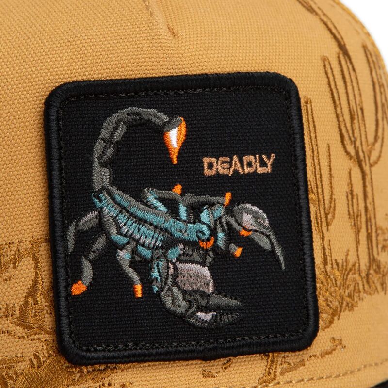 petten-gebogen-bruin-snapback-scorpion-badlands-deadly-the-farm-goorin-bros