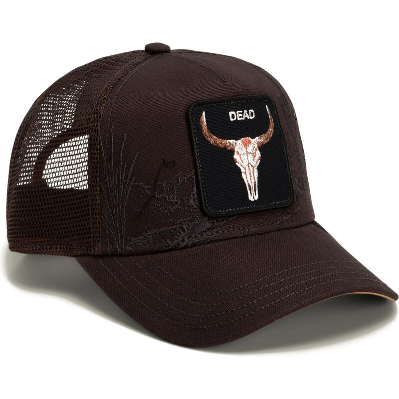 petten-gebogen-bruin-snapback-skull-badlands-dead-the-farm-goorin-bros