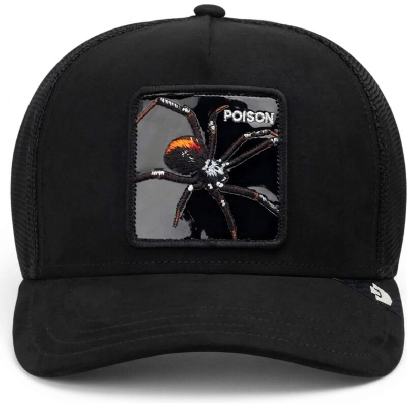 petten-gebogen-zwart-snapback-black-out-spider-blackened-metallic-poison-the-farm-goorin-bros