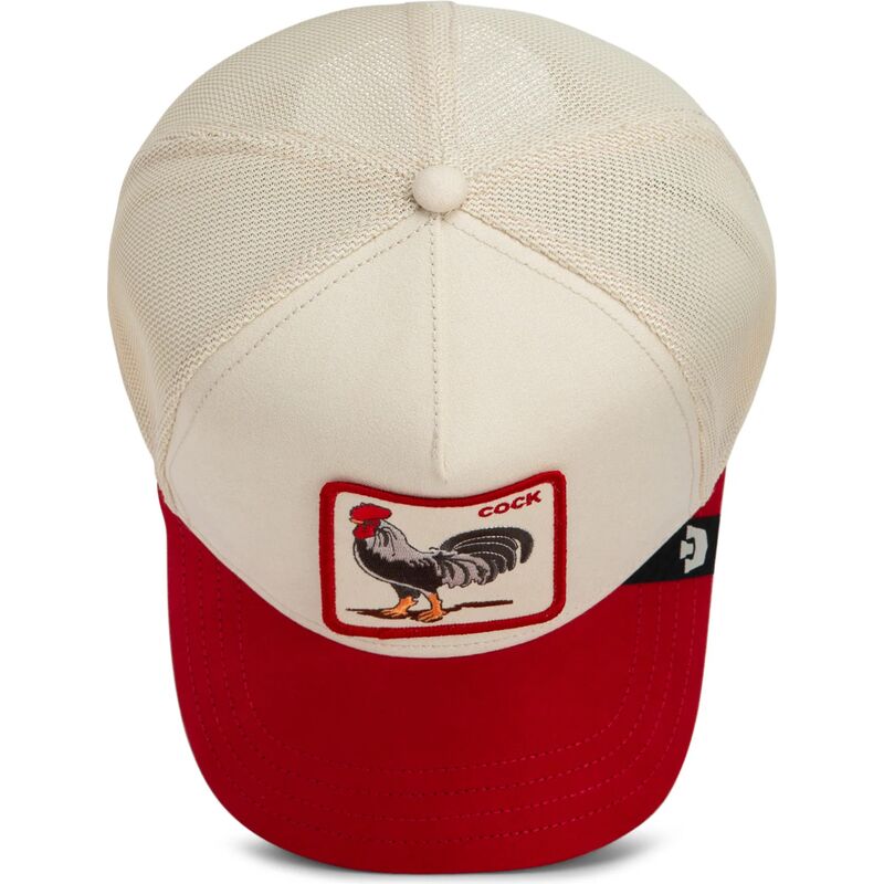 petten-gebogen-rood-snapback-the-suede-rooster-microsuede-cock-the-farm-goorin-bros