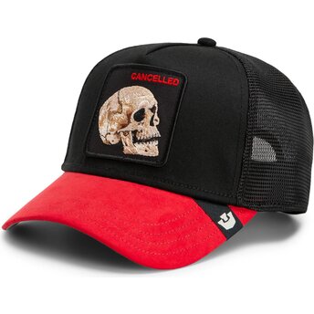 Petten gebogen zwart snapback Cancelled Skull Microsuede The Farm Goorin Bros.