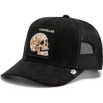 Petten gebogen zwart snapback Suede Cancelled Skull Microsuede The Farm Goorin Bros.