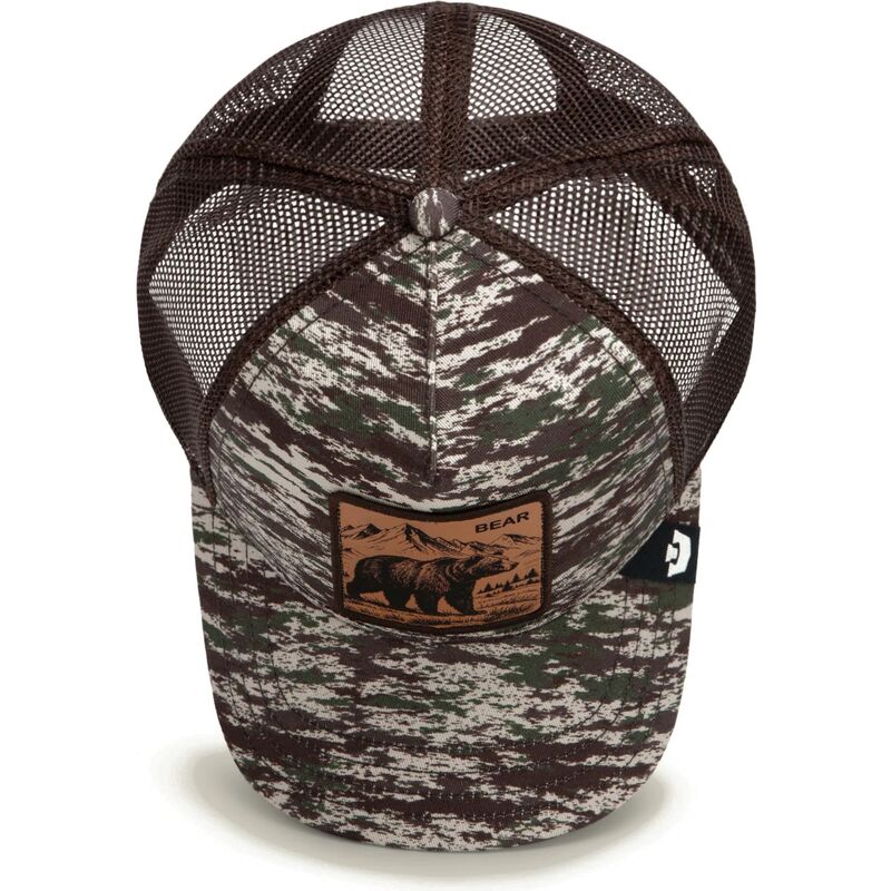 petten-gebogen-camouflage-snapback-engraved-bear-camo-glitch-the-farm-goorin-bros