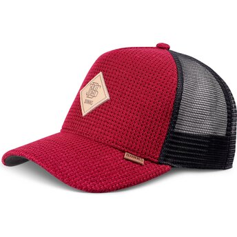 Petten gebogen rood snapback HFT Knitted Fab van Djinns