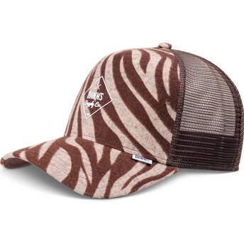 Petten gebogen bruin snapback HFT Rubbertigerstripes van Djinns