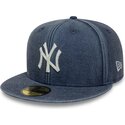 petten-plat-marineblauw-fitted-59fifty-washed-van-new-york-yankees-mlb-van-new-era