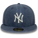 petten-plat-marineblauw-fitted-59fifty-washed-van-new-york-yankees-mlb-van-new-era