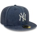 petten-plat-marineblauw-fitted-59fifty-washed-van-new-york-yankees-mlb-van-new-era