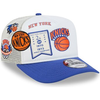 Petten gebogen wit snapback Hardwood Classics 9FIFTY A Frame Precurved van New York Knicks NBA van New Era
