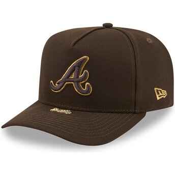 Petten gebogen bruin snapback 9FIFTY A Frame Precurved Visor Pin van Atlanta Braves MLB van New Era