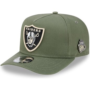 Petten gebogen groen snapback 9FIFTY A Frame Precurved Side Pin van Las Vegas Raiders NFL van New Era