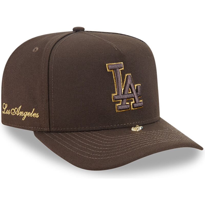 petten-gebogen-bruin-snapback-9fifty-a-frame-precurved-visor-pin-van-los-angeles-dodgers-mlb-van-new-era