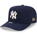 petten-gebogen-marineblauw-snapback-9fifty-a-frame-precurved-visor-pin-van-new-york-yankees-mlb-van-new-era