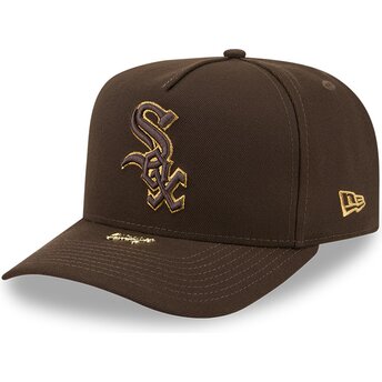 Petten gebogen bruin snapback 9FIFTY A Frame Precurved Visor Pin van Chicago White Sox MLB van New Era