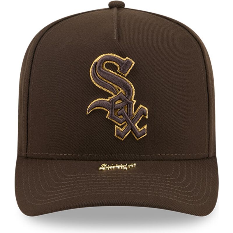 petten-gebogen-bruin-snapback-9fifty-a-frame-precurved-visor-pin-van-chicago-white-sox-mlb-van-new-era