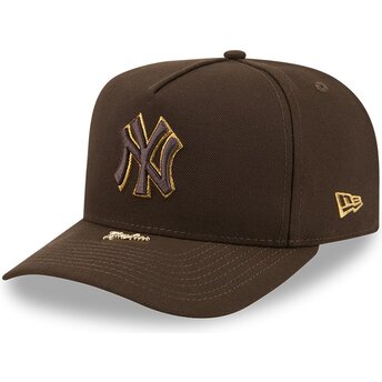Petten gebogen bruin snapback 9FIFTY A Frame Precurved Visor Pin van New York Yankees MLB van New Era