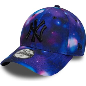 Petten gebogen meerkleurig snapback voor kinderen 9FORTY All Over Print Space van New York Yankees MLB van New Era