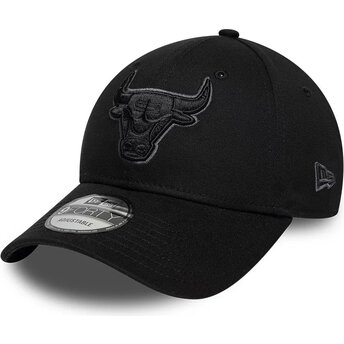 Petten gebogen zwart verstelbaar 9FORTY Team Outline van Chicago Bulls NBA van New Era