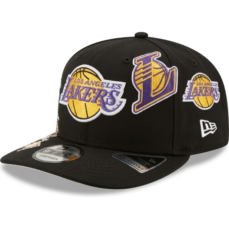 petten-gebogen-zwart-snapback-9fifty-a-frame-precurved-multi-patch-van-los-angeles-lakers-nba-van-new-era