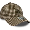 petten-gebogen-groen-verstelbaar-9forty-m-crown-houndstooth-van-los-angeles-dodgers-mlb-van-new-era