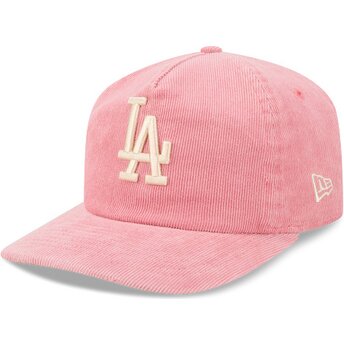 Petten gebogen roze verstelbaar 19TWENTY Precurved Corduroy Pastel van Los Angeles Dodgers MLB van New Era