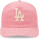 petten-gebogen-roze-verstelbaar-19twenty-precurved-corduroy-pastel-van-los-angeles-dodgers-mlb-van-new-era