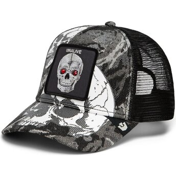 Petten gebogen zwart snapback Bone Head Unalive The Farm Goorin Bros.