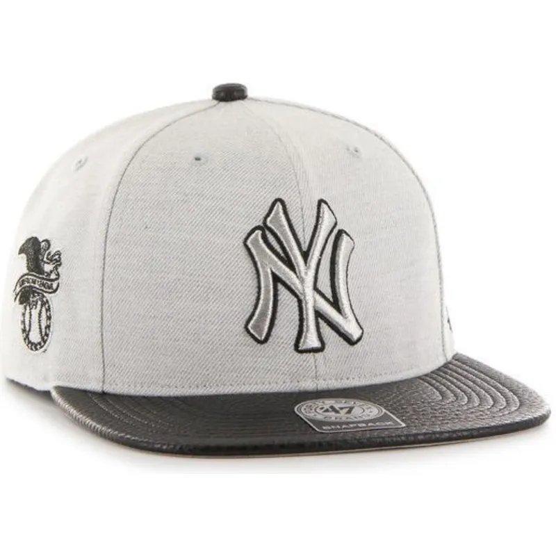 petten-plat-grijs-snapback-lateral-van-new-york-yankees-mlb-van-47-brand