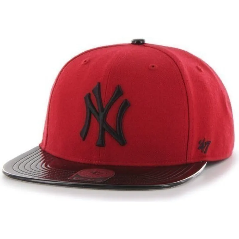 petten-plat-rood-snapback-brillante-van-new-york-yankees-mlb-van-47-brand