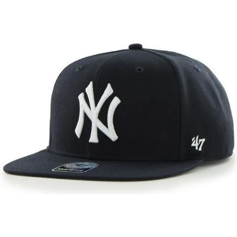 petten-plat-marineblauw-snapback-lateral-van-new-york-yankees-mlb-van-47-brand