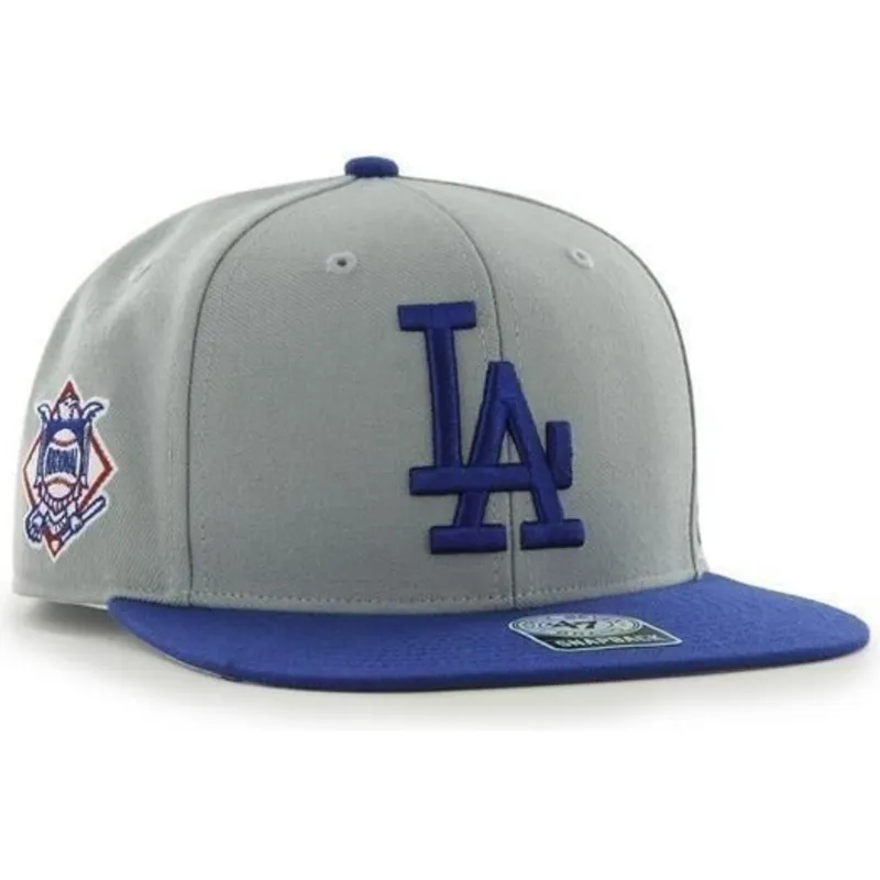 petten-plat-grijs-snapback-lateral-van-los-angeles-dodgers-mlb-van-47-brand