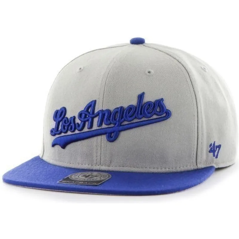 petten-plat-grijs-snapback-lateral-van-los-angeles-dodgers-mlb-van-47-brand