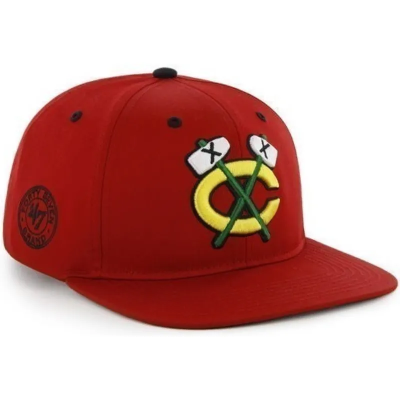 petten-plat-rood-snapback-van-chicago-blackhawks-nhl-van-47-brand