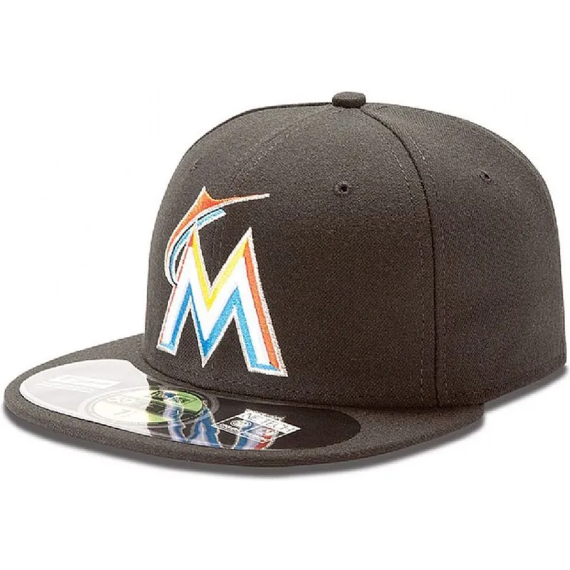petten-plat-zwart-fitted-59fifty-authentic-on-field-van-miami-marlins-mlb-van-new-era