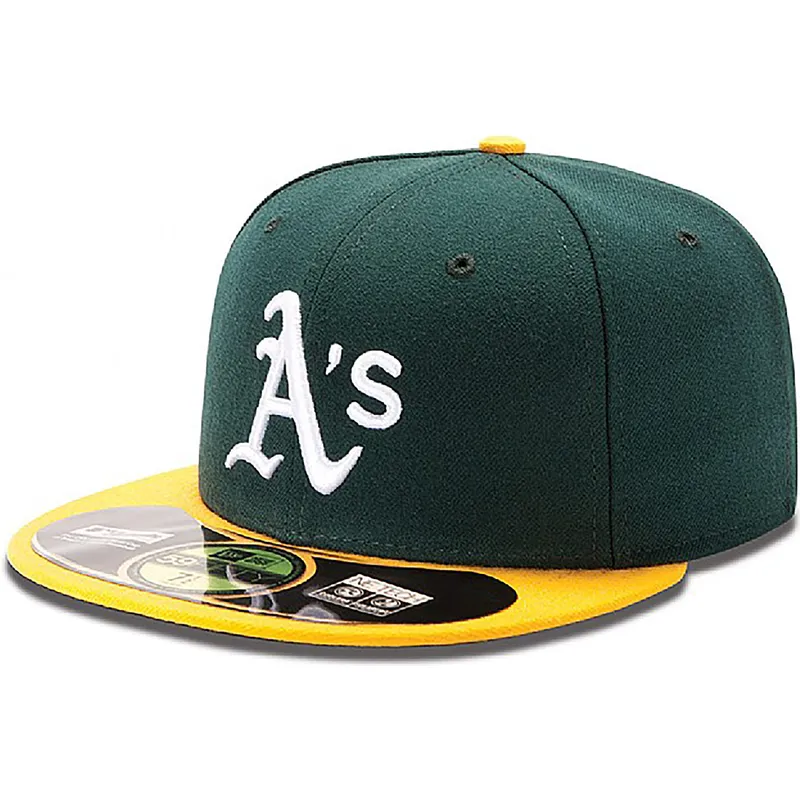 petten-plat-groen-fitted-59fifty-authentic-on-field-van-oakland-athletics-mlb-van-new-era
