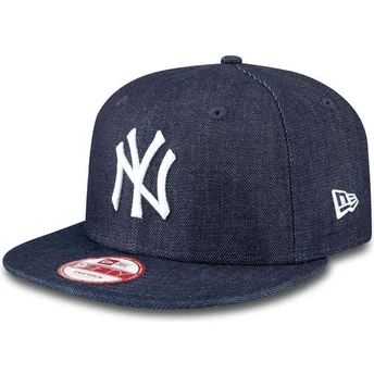 petten-plat-marineblauw-snapback-9fifty-essential-denim-van-new-york-yankees-mlb-van-new-era