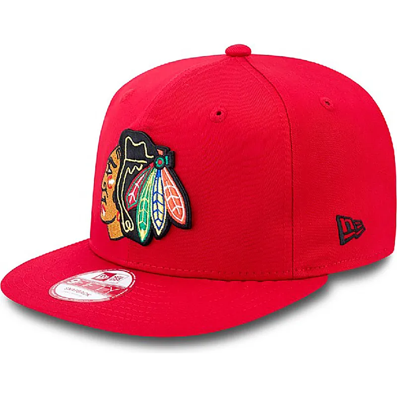 petten-plat-rood-snapback-9fifty-cotton-block-van-chicago-blackhawks-nhl-van-new-era petten-plat-rood-snapback-9fifty-cotton-block-van-chicago-blackhawks-nhl-van-new-era