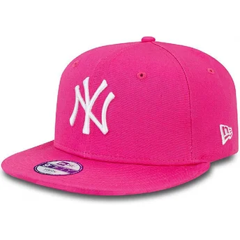 petten-plat-roze-snapback-voor-kinderen-9fifty-essential-van-new-york-yankees-mlb-van-new-era