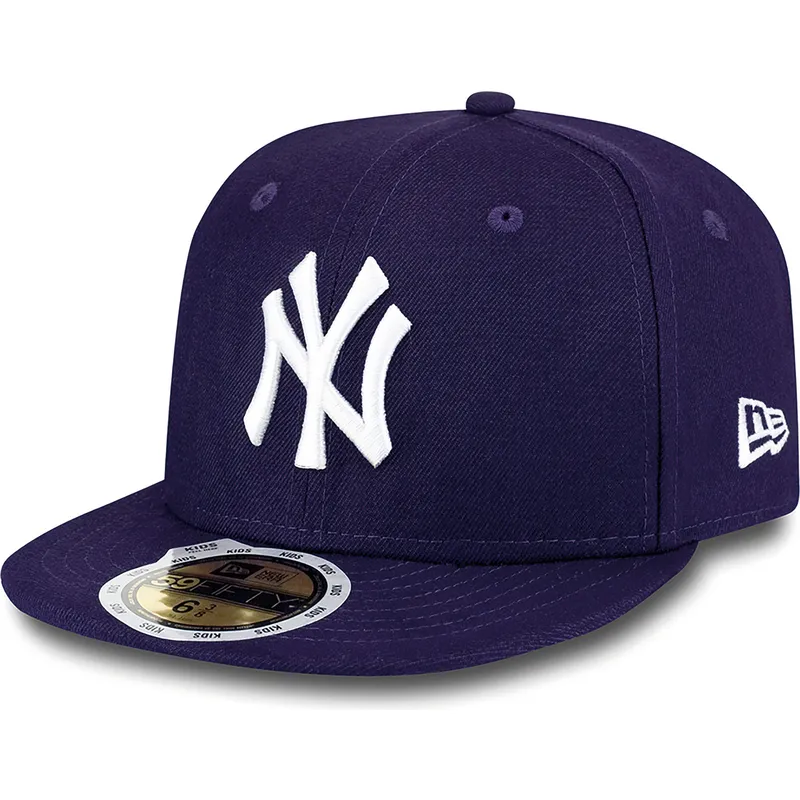 petten-plat-paars-fitted-voor-kinderen-59fifty-essential-van-new-york-yankees-mlb-van-new-era